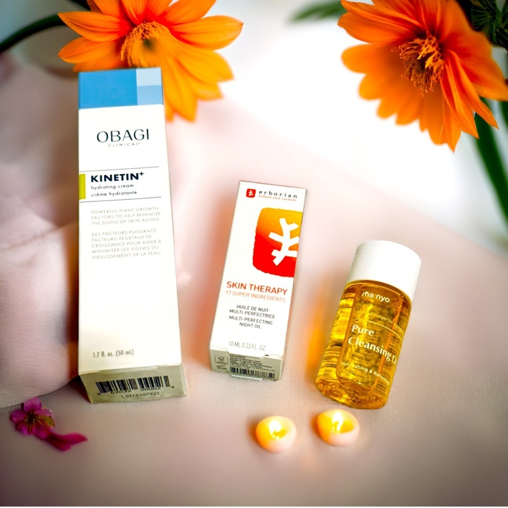 🌿 Obagi KINETIN+ CREAM / erborian Skin Therapy Night Oil / MA:NYO CLEANSING OIL